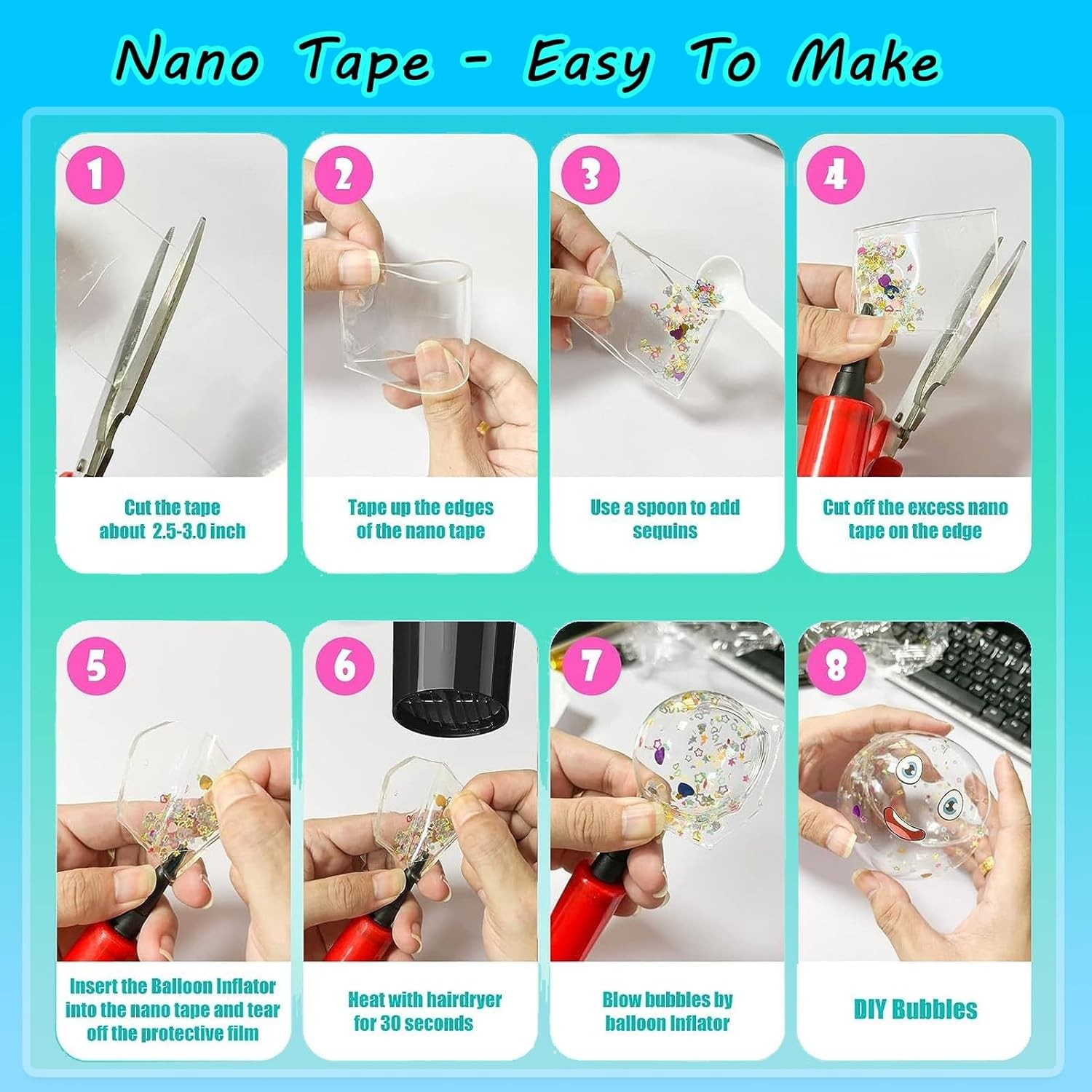 Nano Tape Bubble Kit, Double Sided Adhesive Bubbles, 4Pcs Nano…