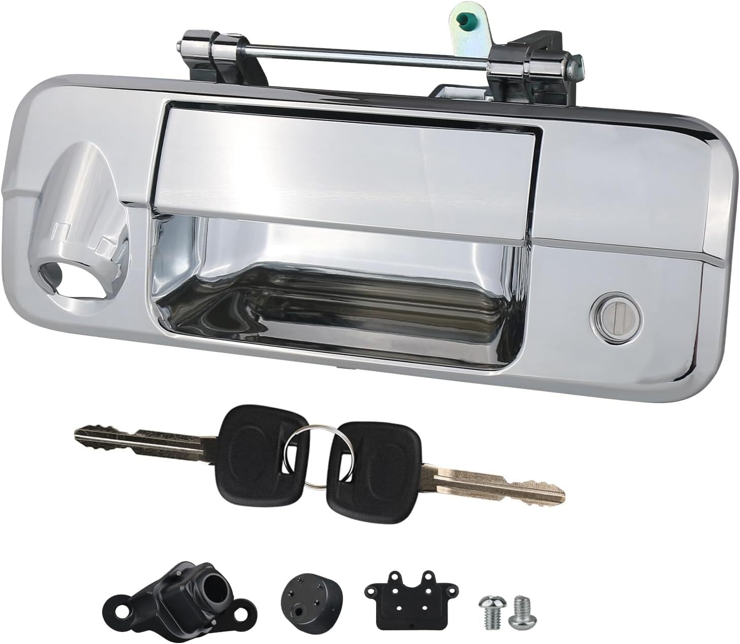 Chrome Tailgate Handle with Rear Camera Hole Liftgate Latch Handle with Key Lock
