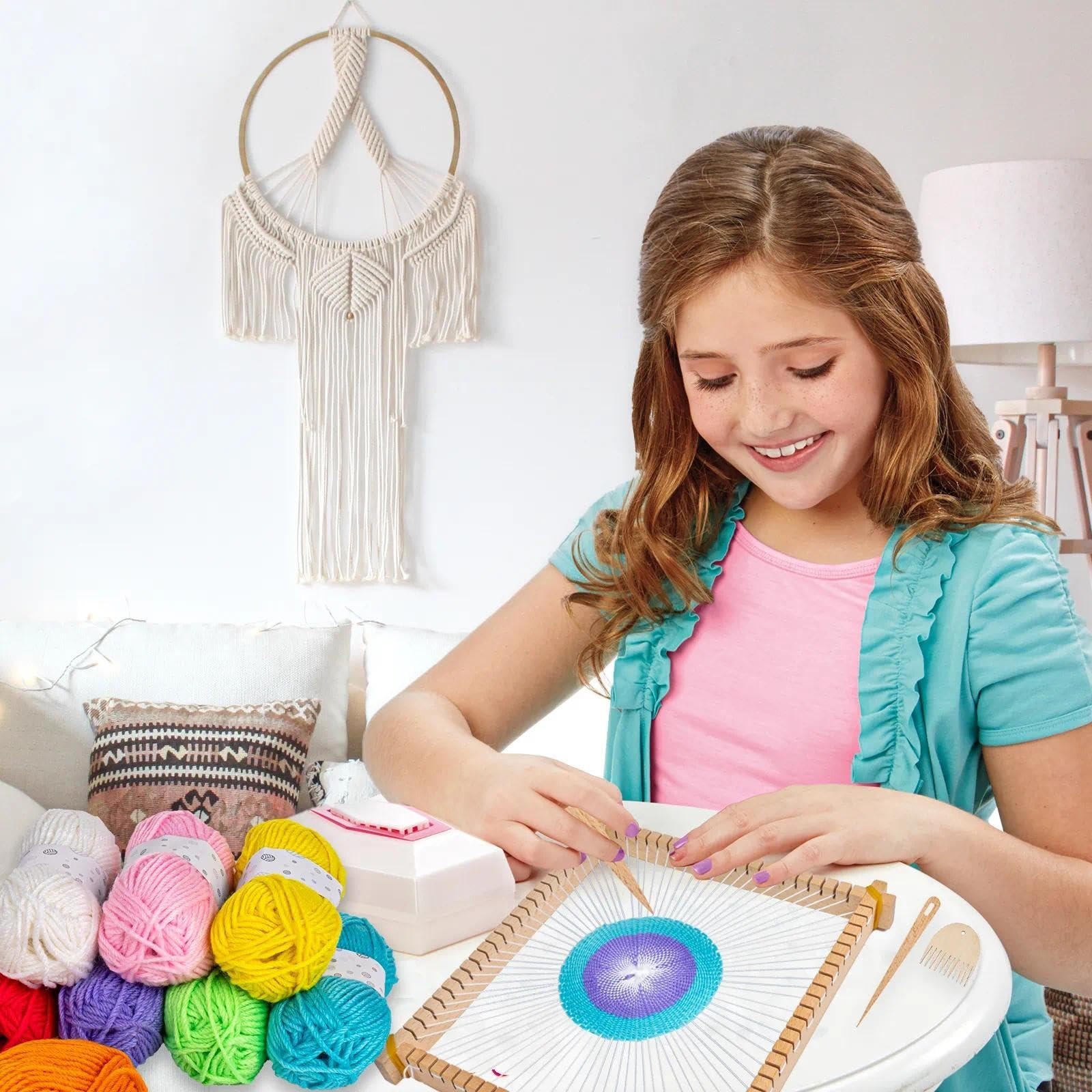 Lemonfilter Weaving Loom for Kids, 10 x 11in Large Wooden Kids Weaving Loom K…