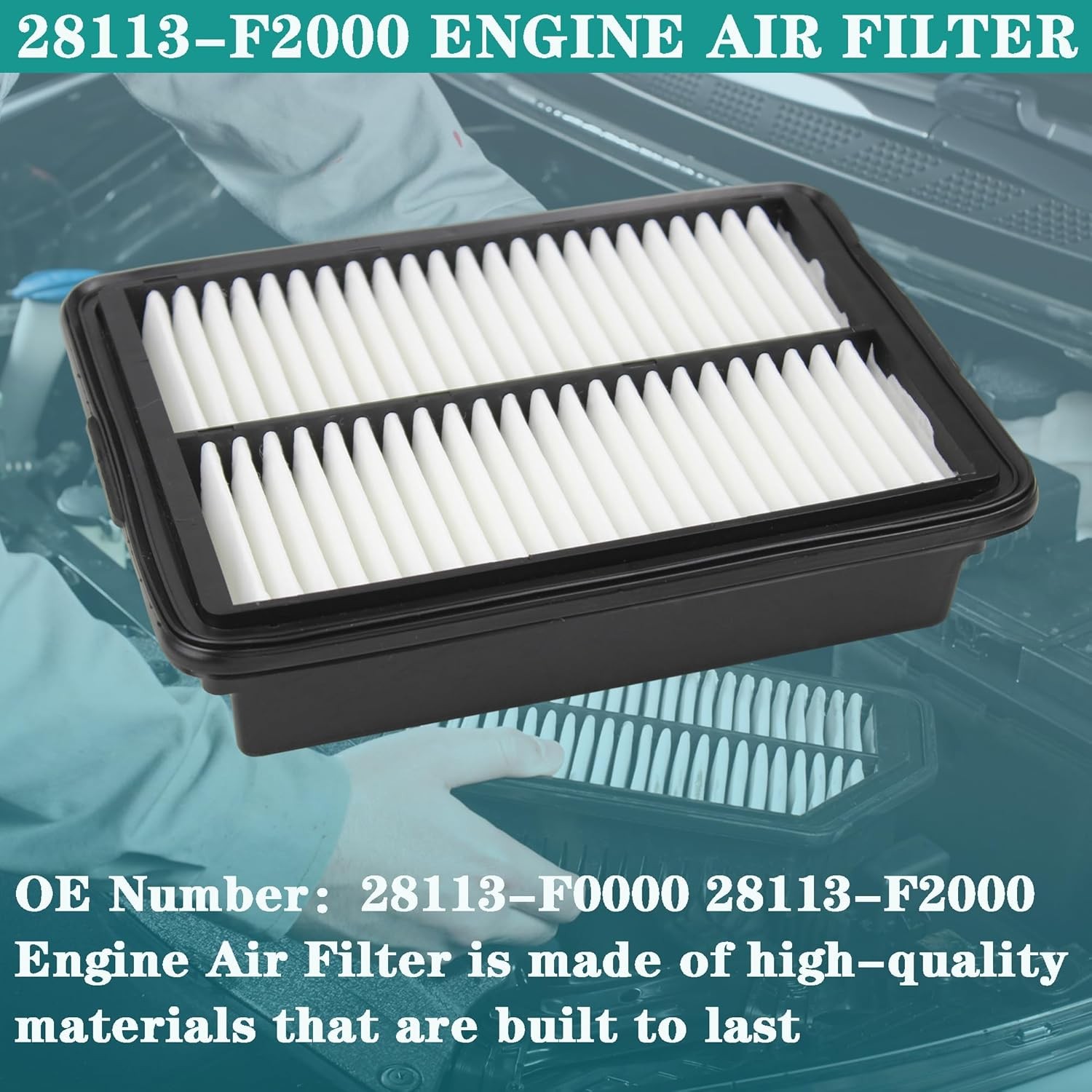 28113-F2000 Engine Air Filter – Compatible with 2017-2022 Hyundai Elantra/Elantr