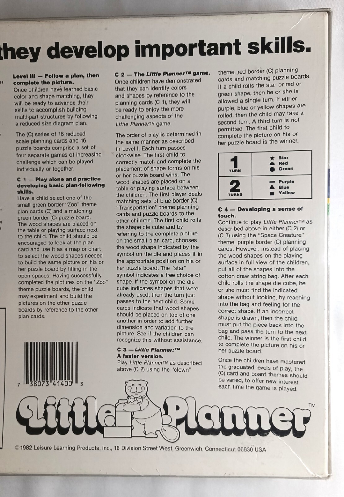 Vintage Learning Game LITTLE PLANNER 1982 Leisure Learning SEALED