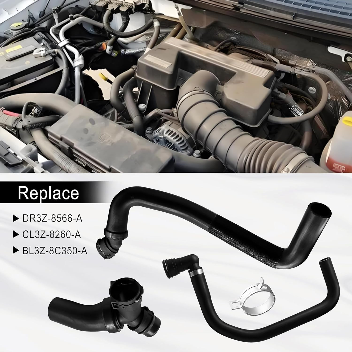 Upper Radiator Hose Y-Connector Lower Compatible with Ford F150 5.0L 2011 2012 2