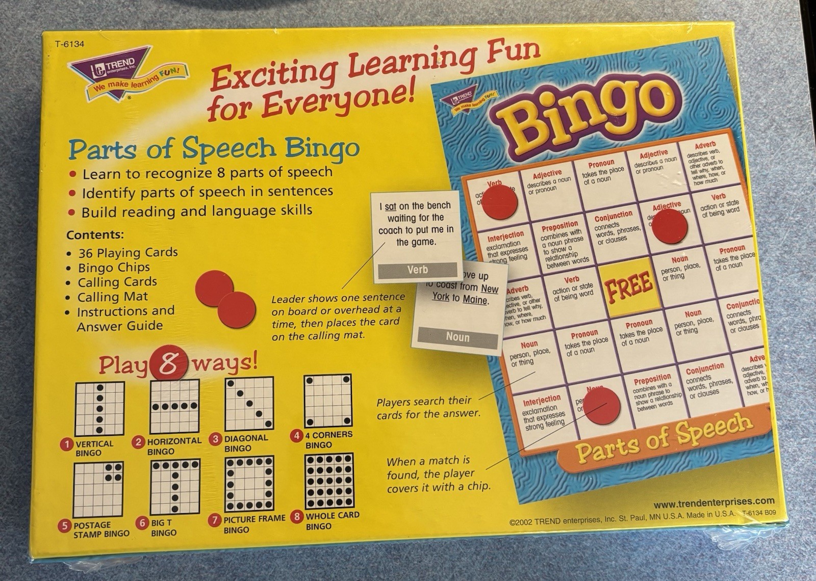 Lakeshore Bingo Parts of Speech Ages 9 & Up NEW Sealed 3 to 36 Players