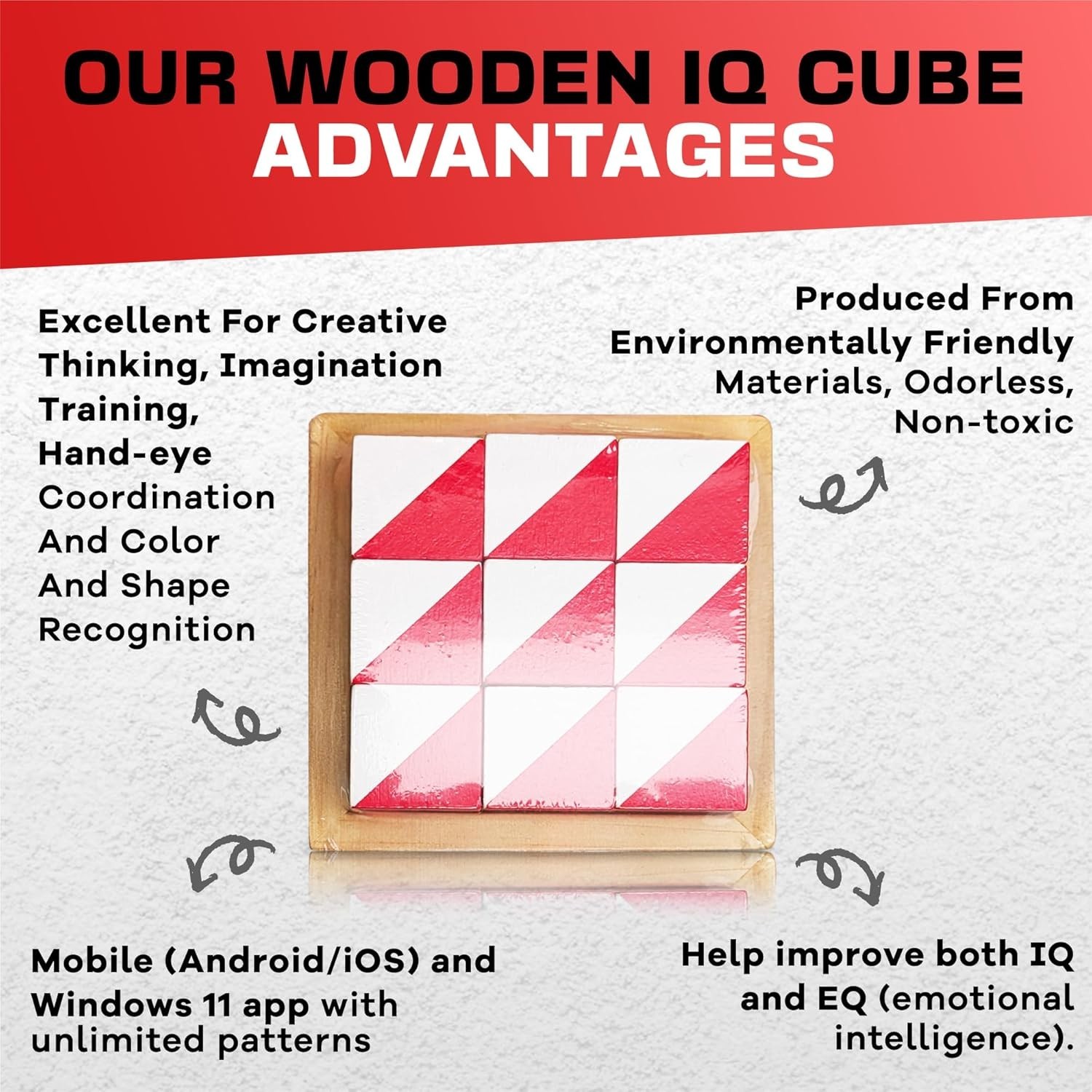 IQ Test Cube Basic Red 9 Kohs Cubes Block Design BDT WPPSI WAIS IV WISC V Tests