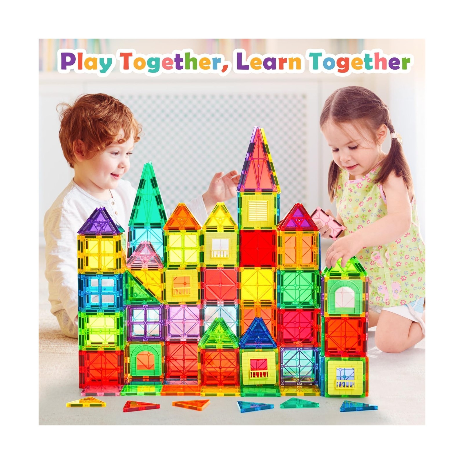 Dopyye 132 PCS Magnetic Tiles Building Blocks with 2 Cars, STEM… FAST USA SHIP
