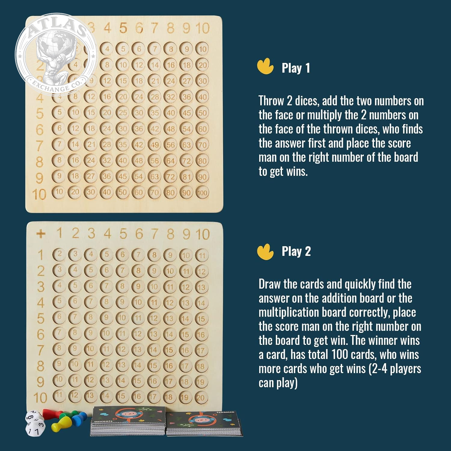Asweets 2 in 1 Wooden Montessori Multiplication Addition Board Game Montessori T