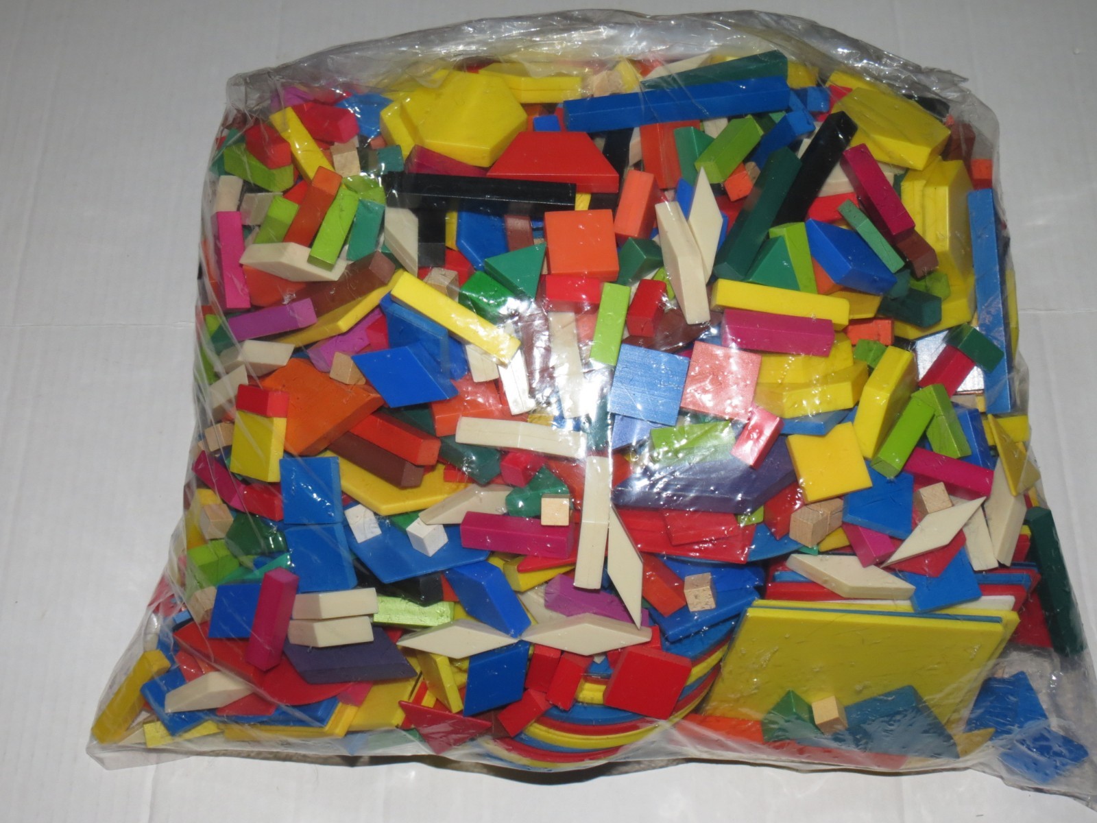 Huge Lot Wood / Plastic Geometric Pattern Blocks, 10 lbs, Educational/Math