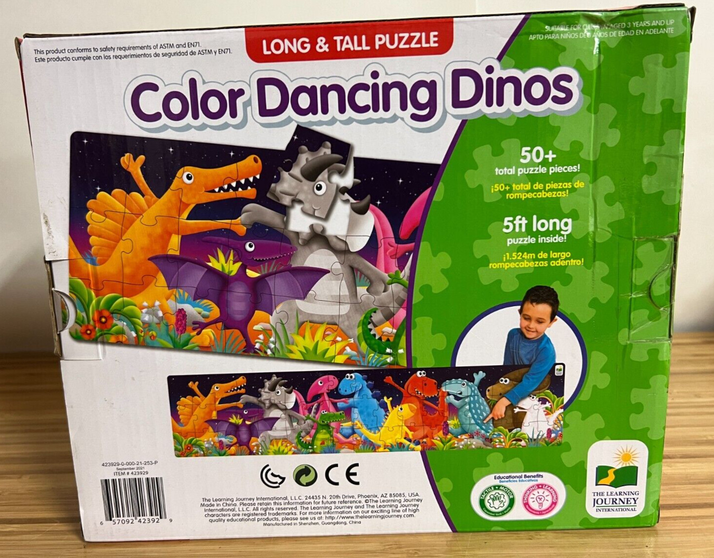 5 ft. 50 PC Dino Puzzle + 2 – 24 pc Wooden Puzzle by Melissa & Doug +