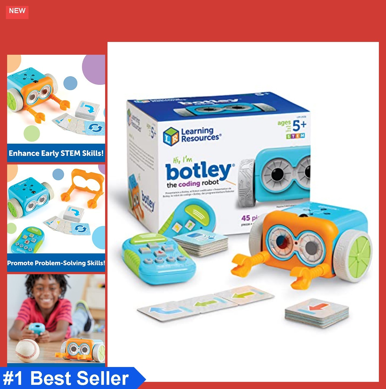 Coding Robot STEM Toy 80 Step Programming Screen Free 45 Piece Set Kids