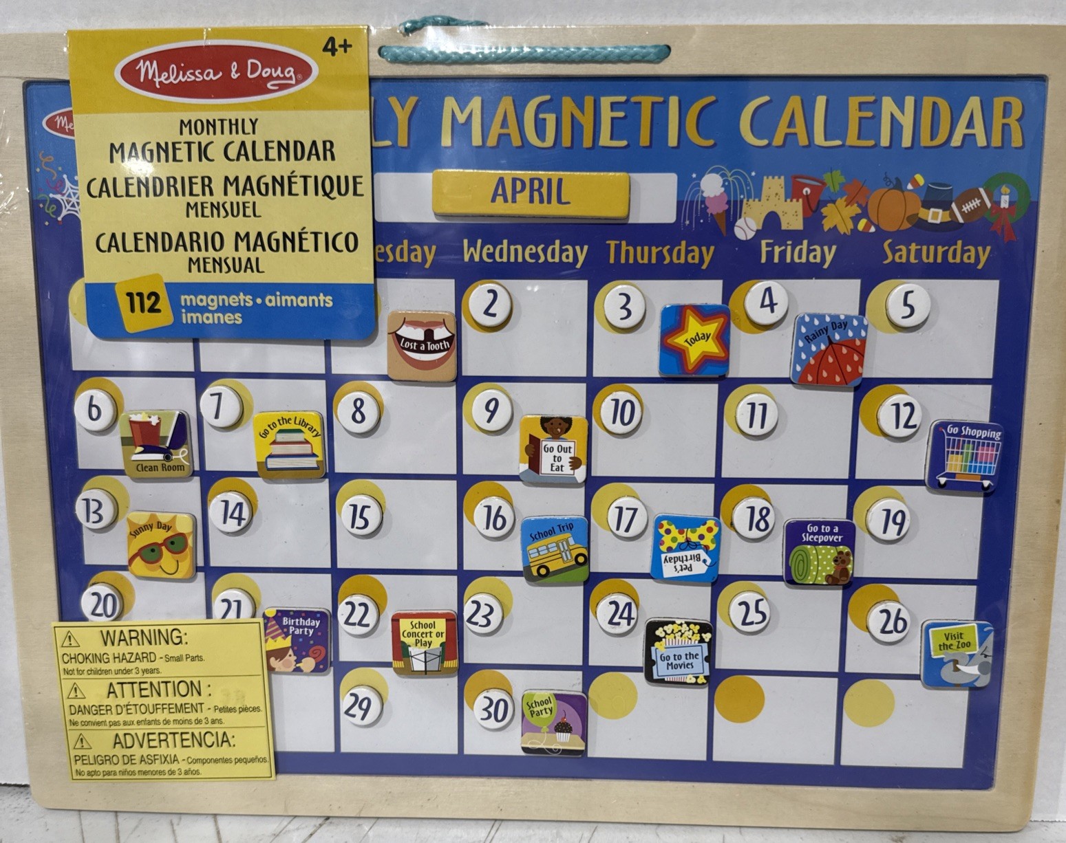 Melissa & Doug Monthly Magnetic Calendar Magnet Toy with 112 Magnets, Multicolor