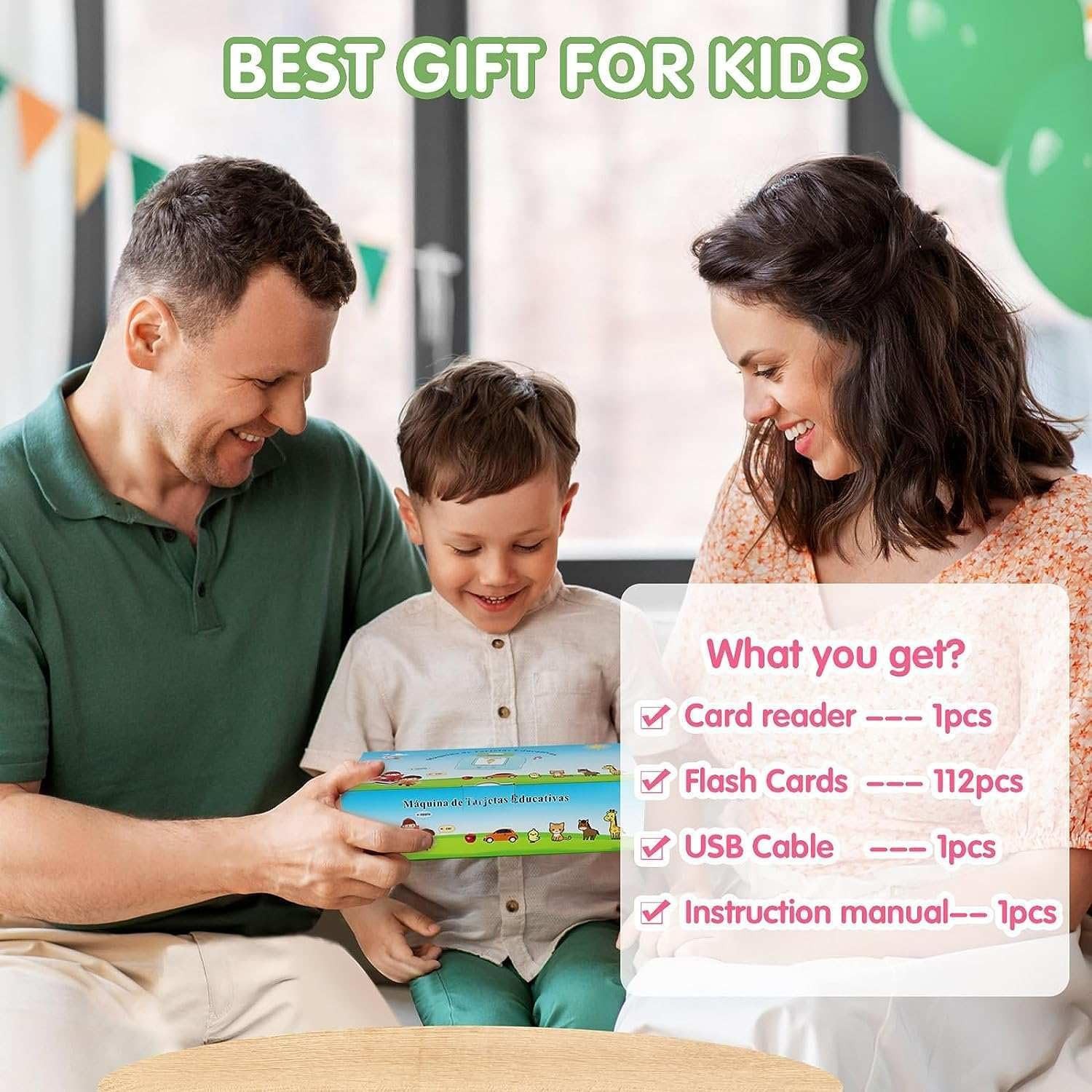 Talking Flash Cards Learning Machine Kids Educational Toy 112 Cards Rechargeable