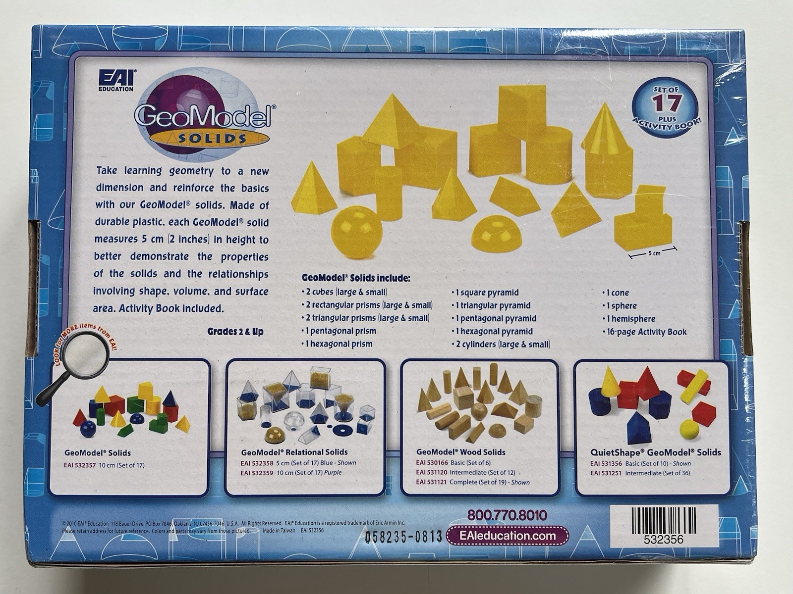 EAI Education Geo Model Solids – Set Of 17 Plus Activity Book, Grades 2+, NIB