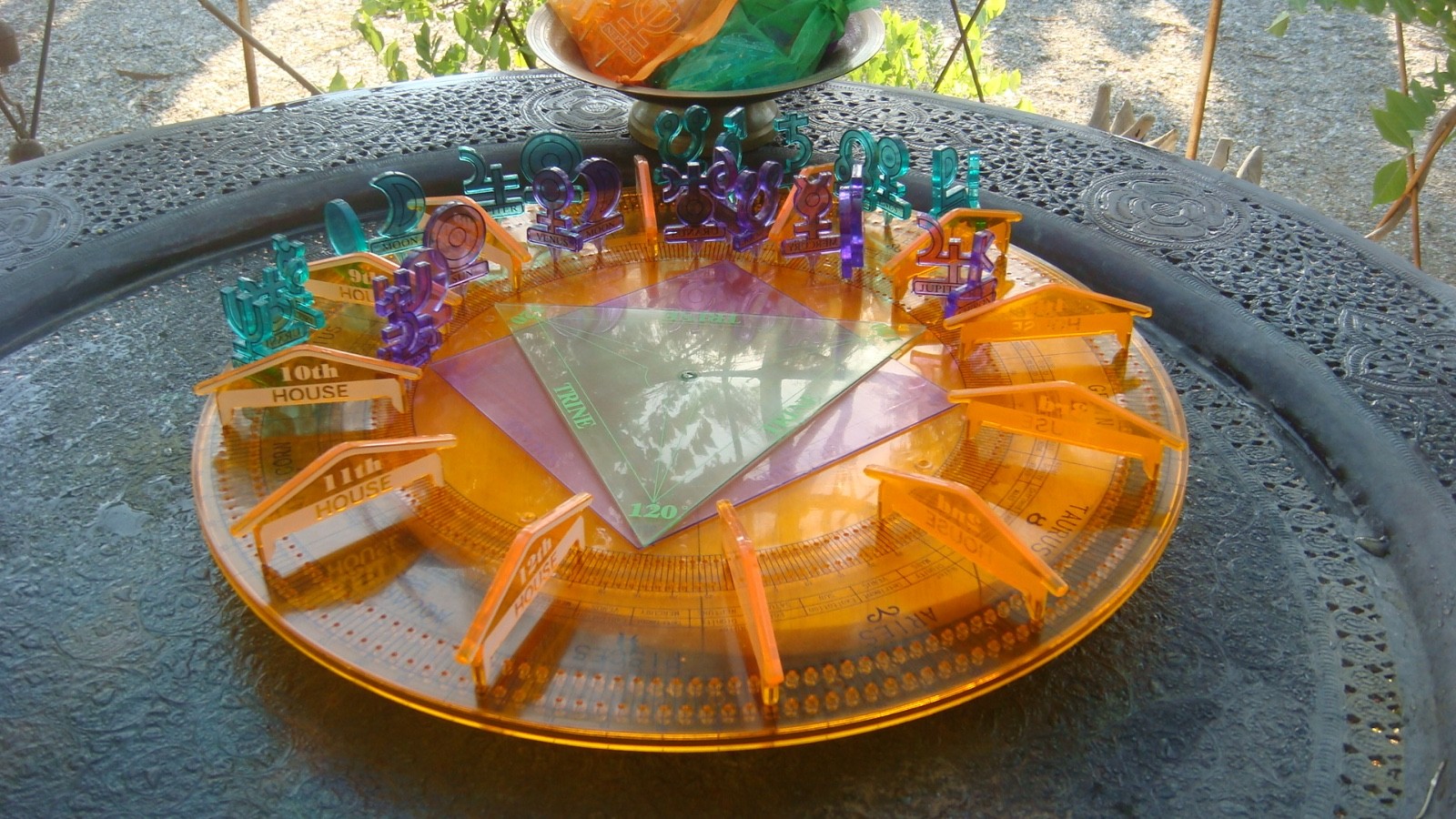 Astrological Astrology Zodiac Board with Planets Orange