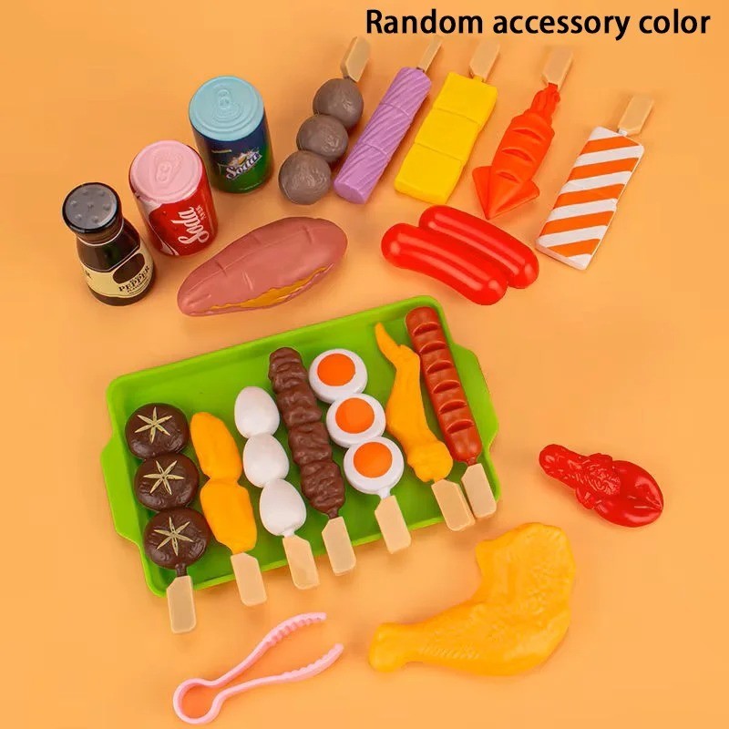 Kids Pretend Play BBQ Grill Set Cooking Kitchen Toy Food Educational Gift Set