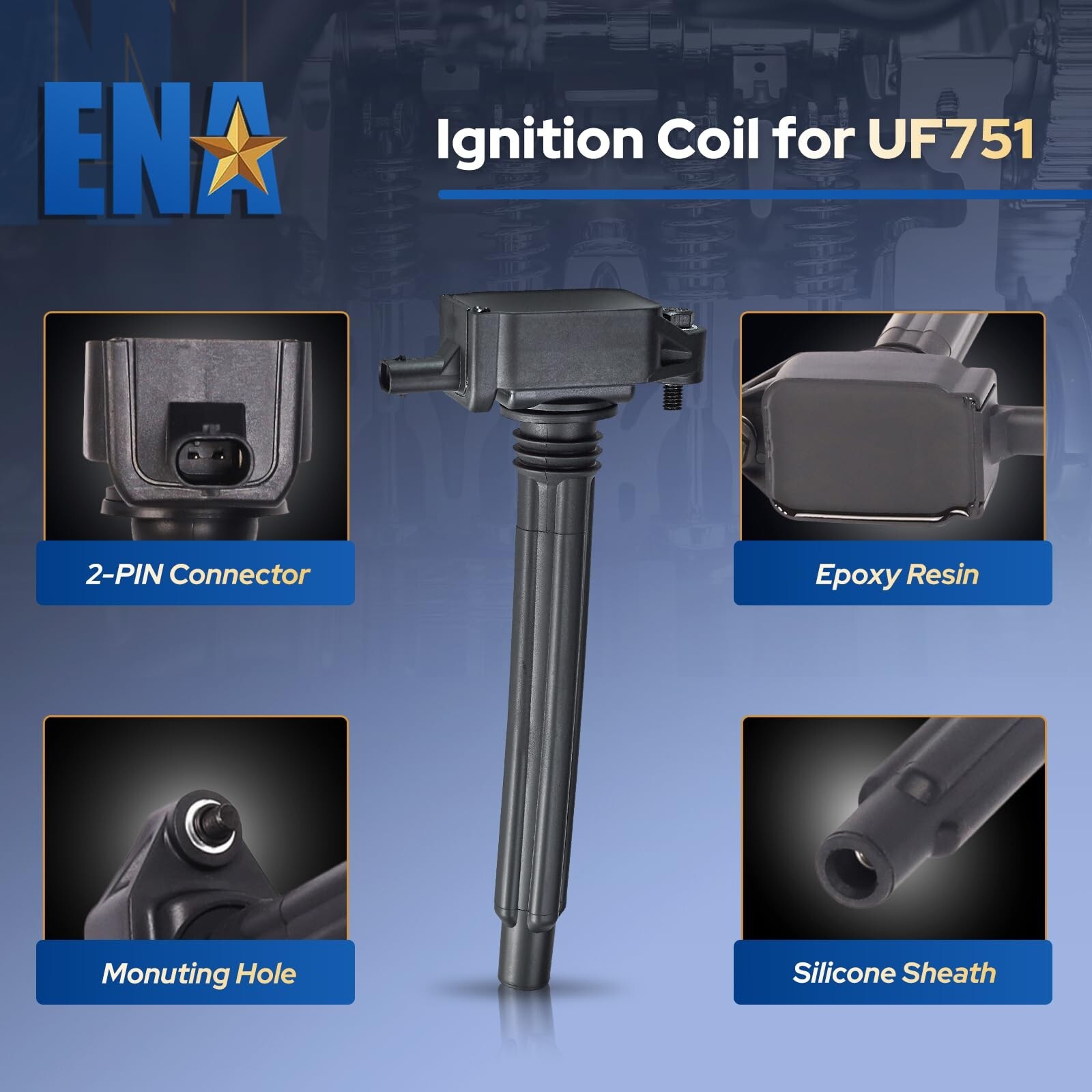 ENA Set of 4 Ignition Coil Pack Compatible with Ram Dodge Jeep Cherokee Reneg…