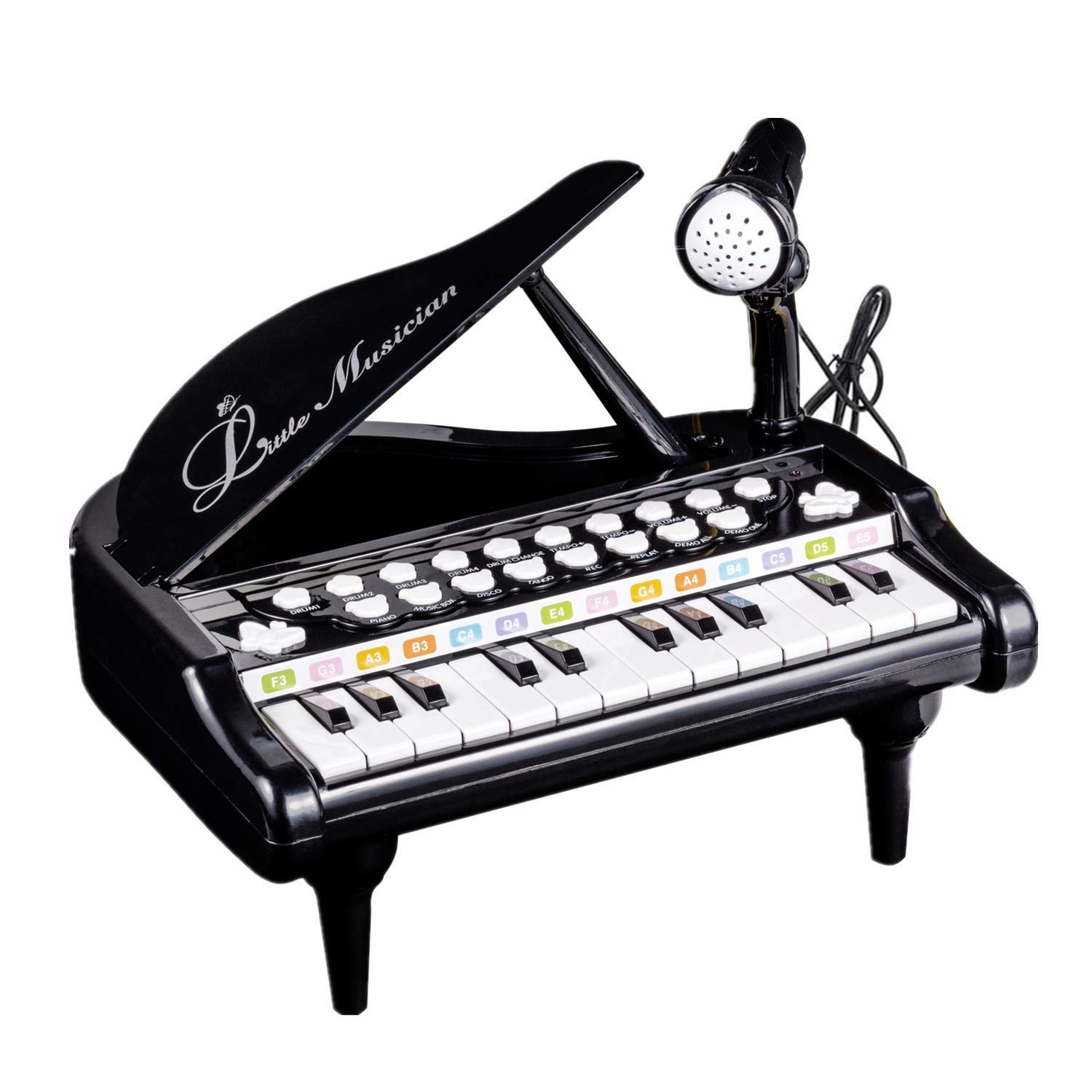 Toddler Piano – 24 Keys Black Baby Piano Toys with Microphone, Birthday Gifts…