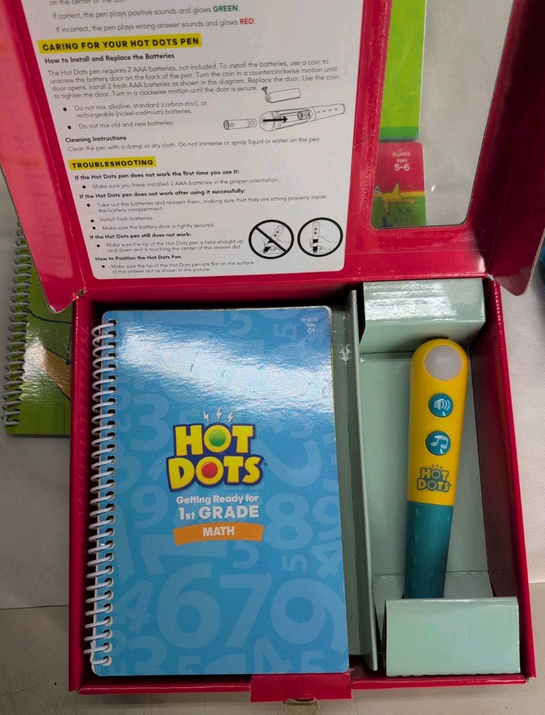 HOT DOTS AND HOT DOTS JR LOT (6 BOOKS-3 INTERACTIVE PENS) K-1ST GRADE MATH READ
