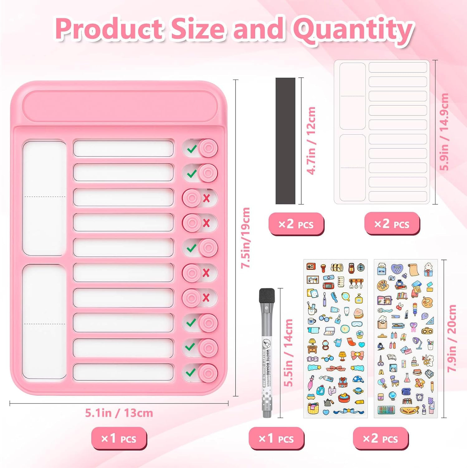 Dry Erase Chore Chart for Kids, Magnetic Checklist Board, My Chores Slider Chart