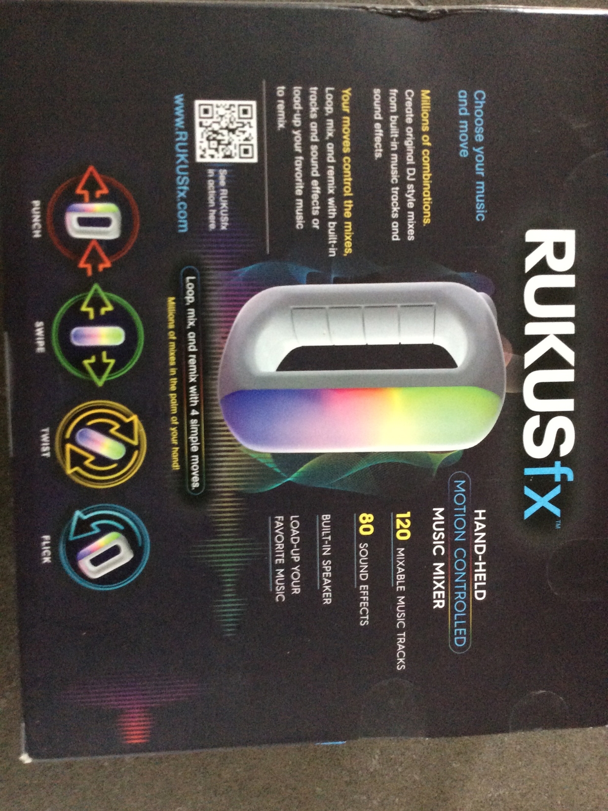 New RUKUSfx Motion Controlled Music Mixer 120 Tracks 80 Sound Effects Just Play