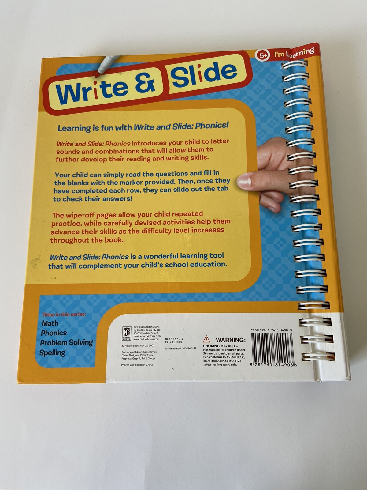 Write And Slide Phonics Book Hard Cover teacher copy.