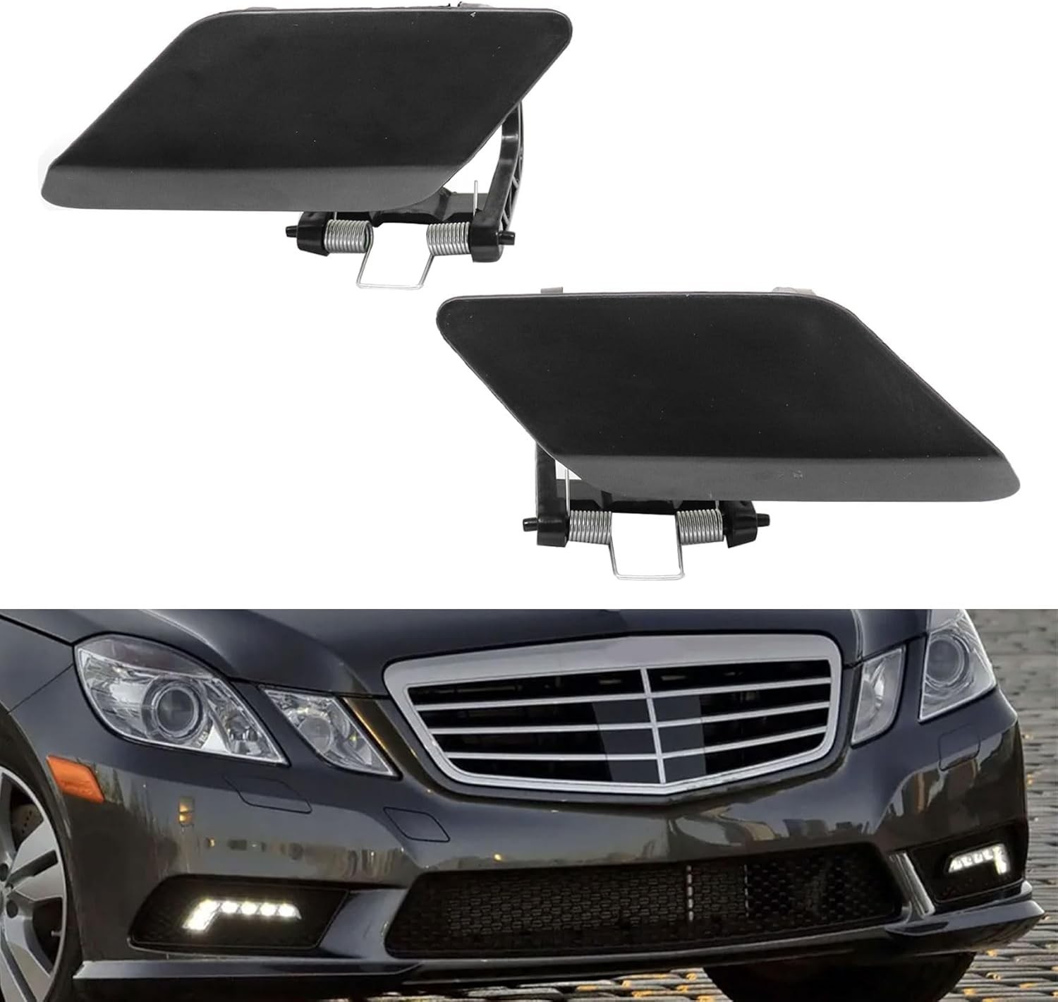 2Pcs Headlight Washer Cover Fit for Mercedes-Benz E350 E400 E550 2010-2013