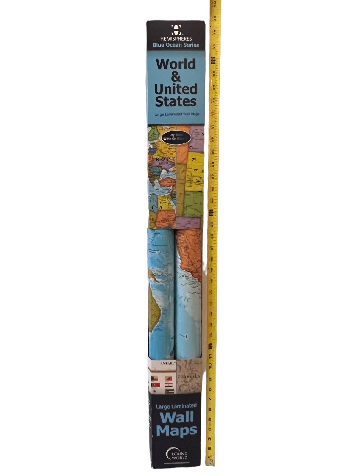 Hemispheres Blue Ocean Series World & United States Large Laminated Wall Maps ￼