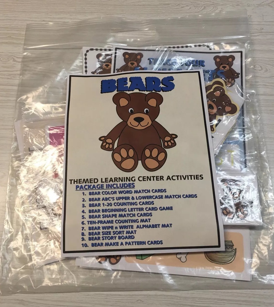 BEARS -THEMED Learning Activities Package – LAMINATED – Teaching supplies