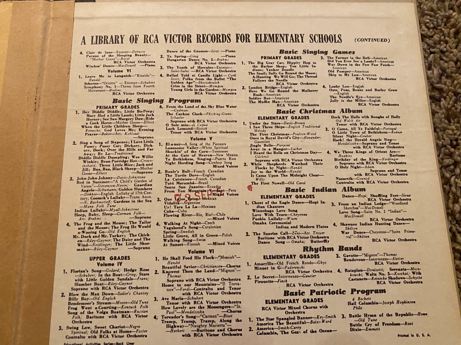 RCA Victory Record Library For Elementary Schools Activities Volume 1
