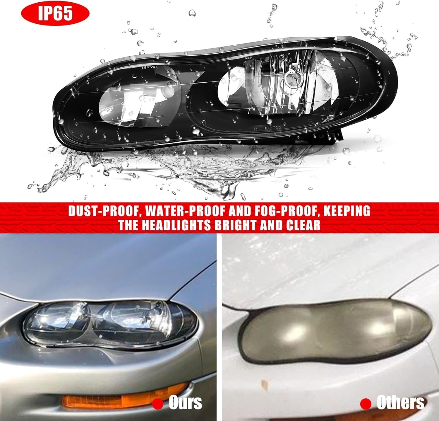 98-02 Chevy Camaro Headlight Assembly Pair Black Housing Clear Lens Replacement