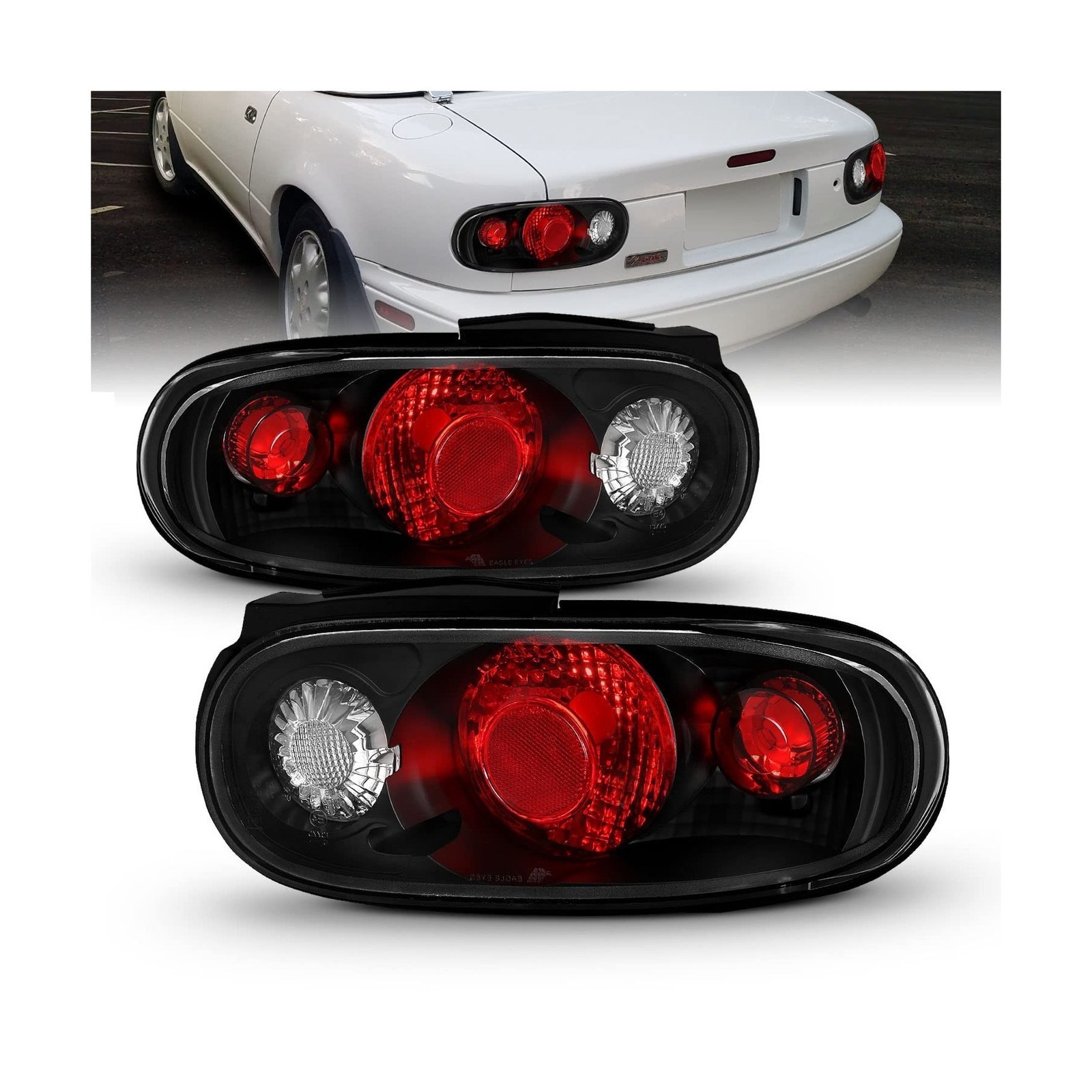 Black Replacement Tail Lights Pair – Fit For Mazda Miata 1990-1997