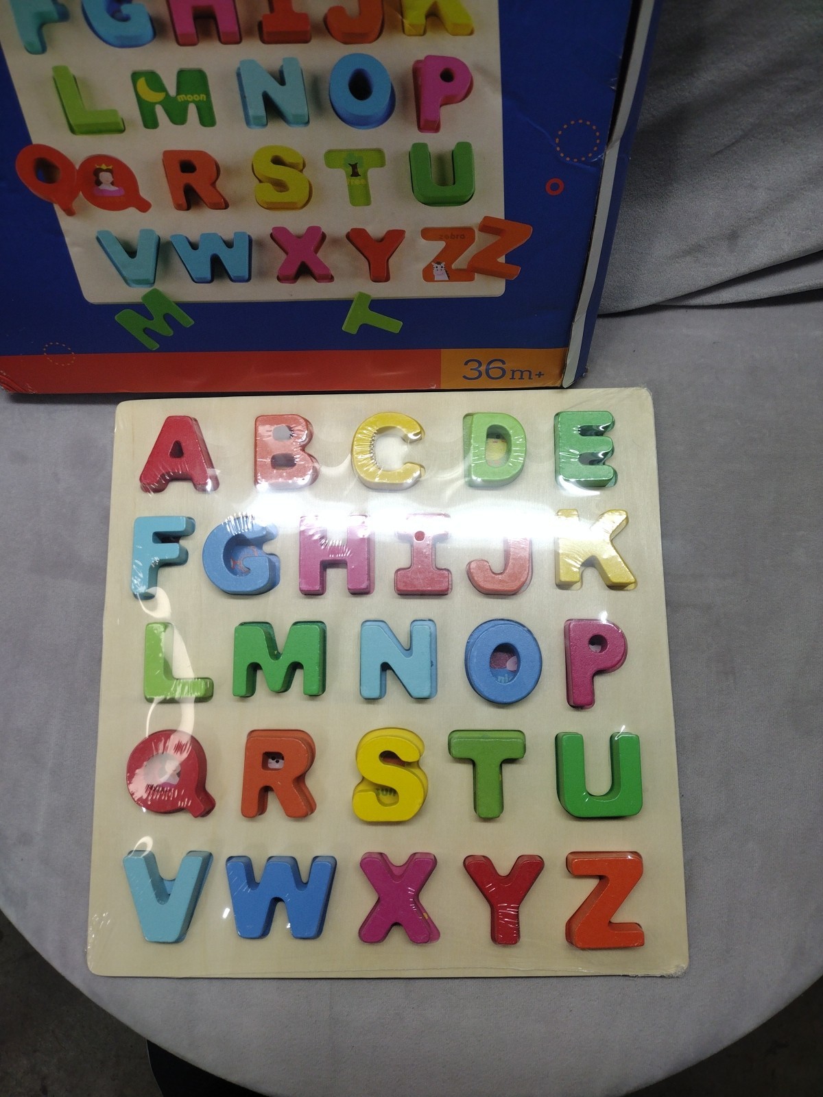 Wooden Alphabet Puzzle – ABC Letters Sorting Board Blocks Montessori Mat