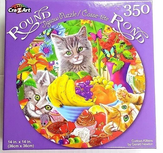 CRA-Z-ART 350pc ROUND PUZZLE JIGSAW SET PEACOCKS & KITTENS