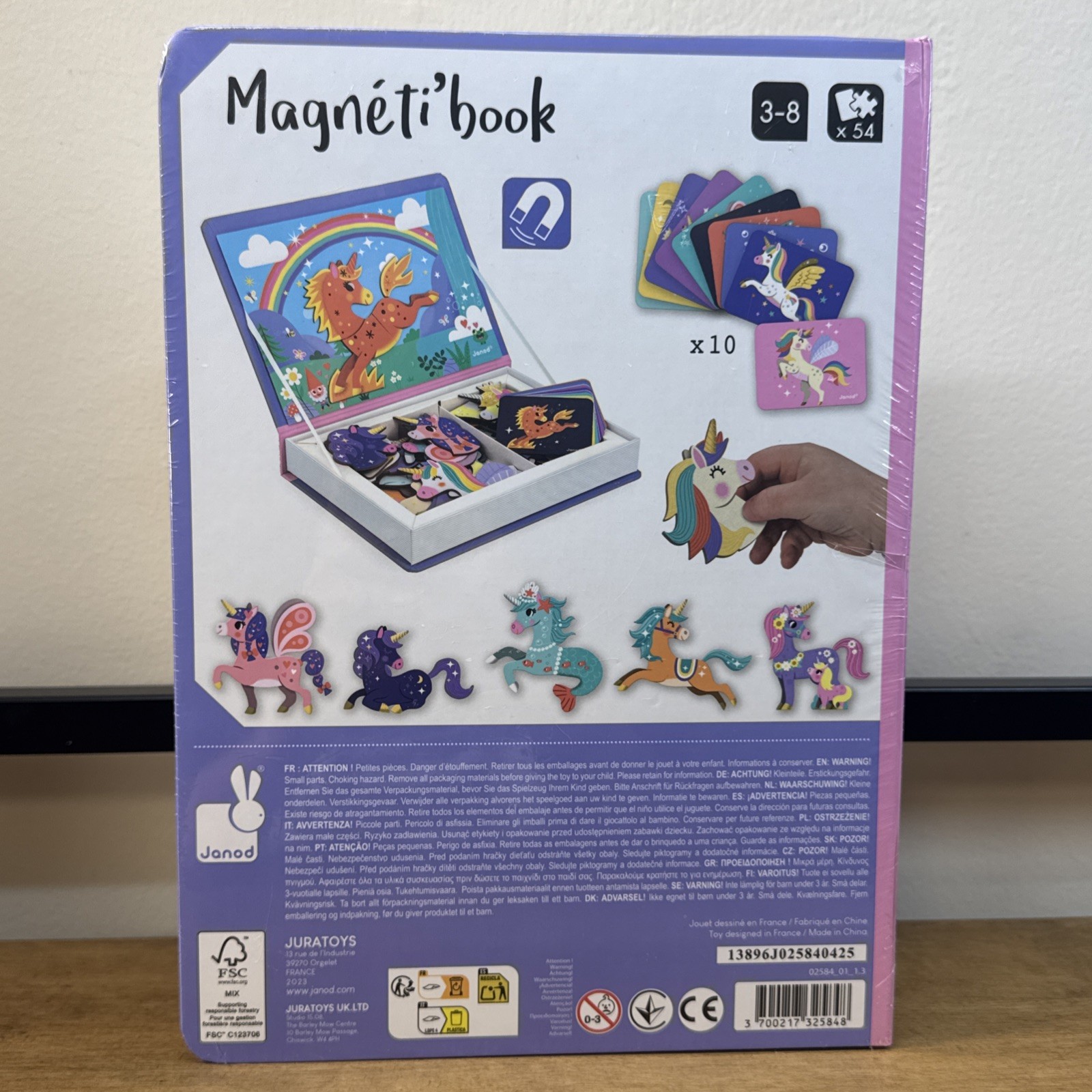 Janod Magneti’Book Unicorn 44 Magnet Educational Game 10 Model Cards Age 3-8 New