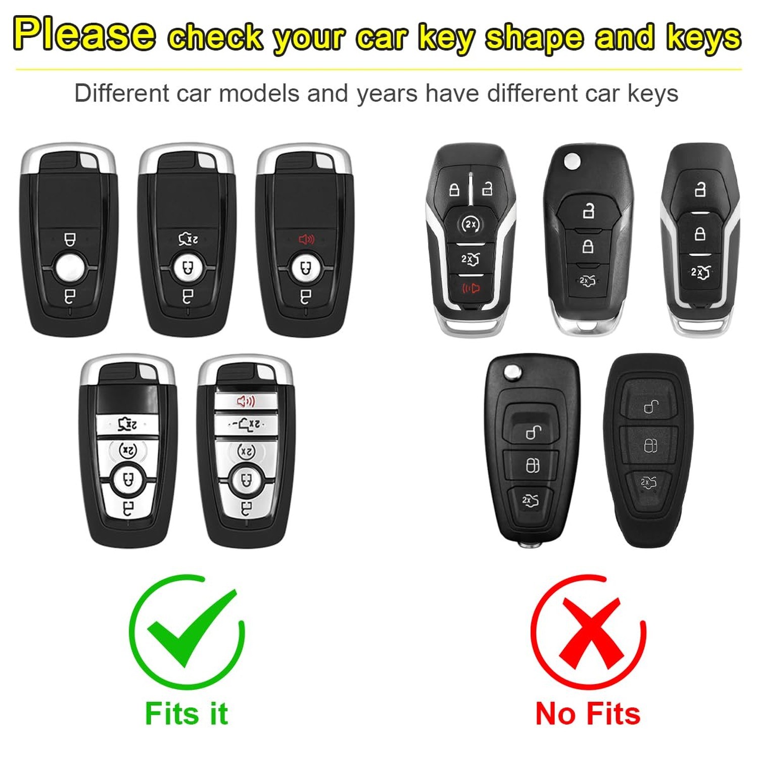 Car Key Shell Case Holder Protector Keychain Compatible for Ford Mustang F150…