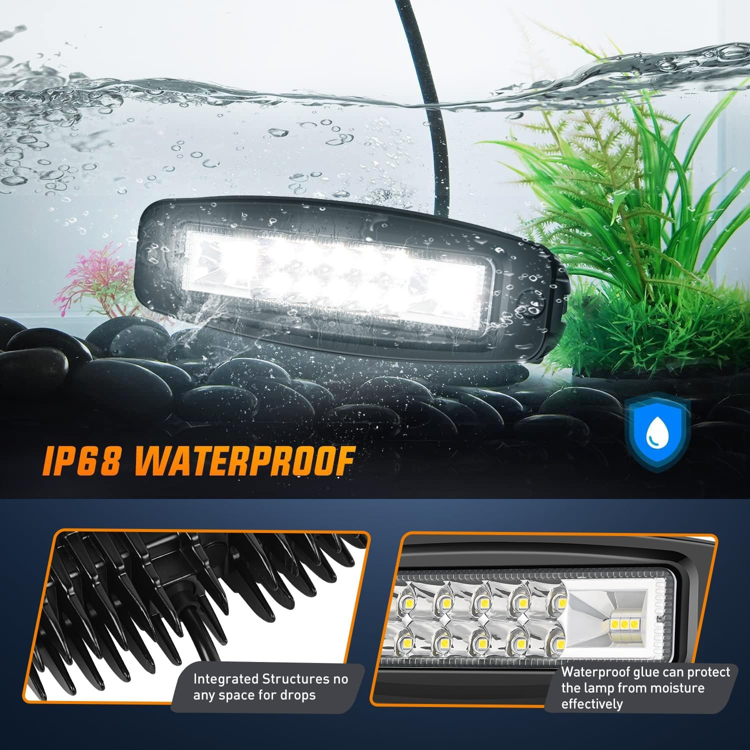 Flush Mount LED Pods 2PCS 6 Inch 60W LED Work Light Flood Spot Beam Combo Backup
