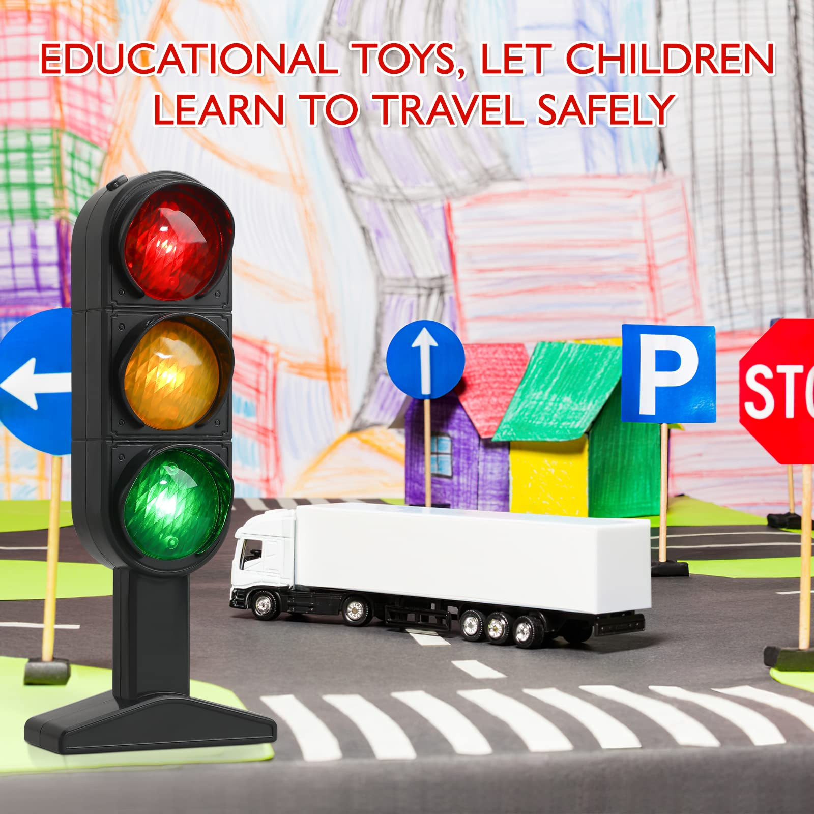 7.8 inch Traffic Light Signs Toy Multicoloured Simulation Road Light Safety T…