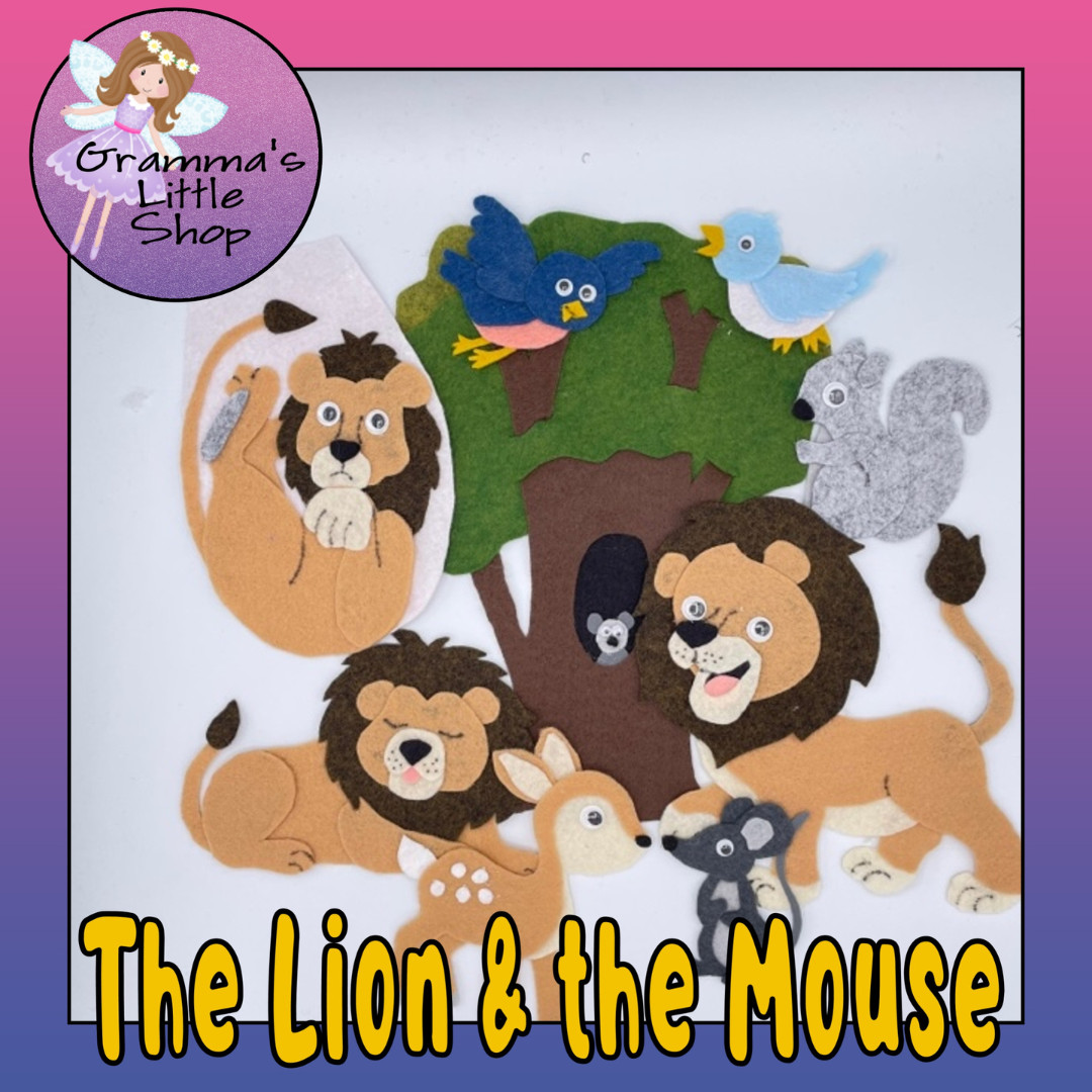 Lion and the Mouse Felt Story Set – A Tale of Kindness and Courage for Felt Play