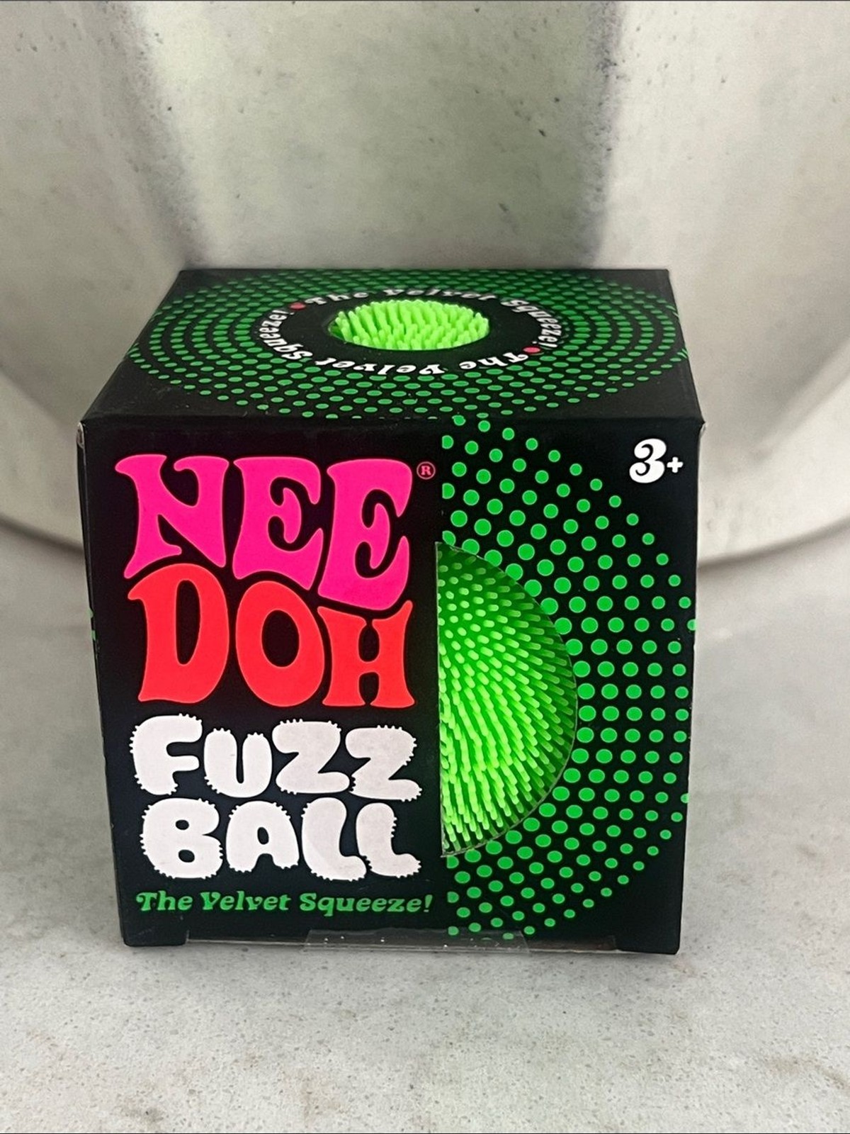 NeeDoh Fuzz Velvet Squeeze Green Fuzzball Squeeze Stress Ball