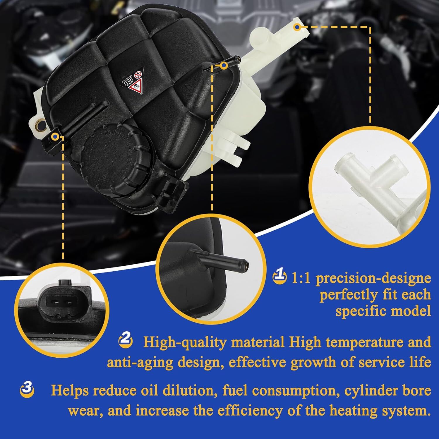 1645000049 Engine Coolant Reservoir Radiator Expansion Tank with Sensor &