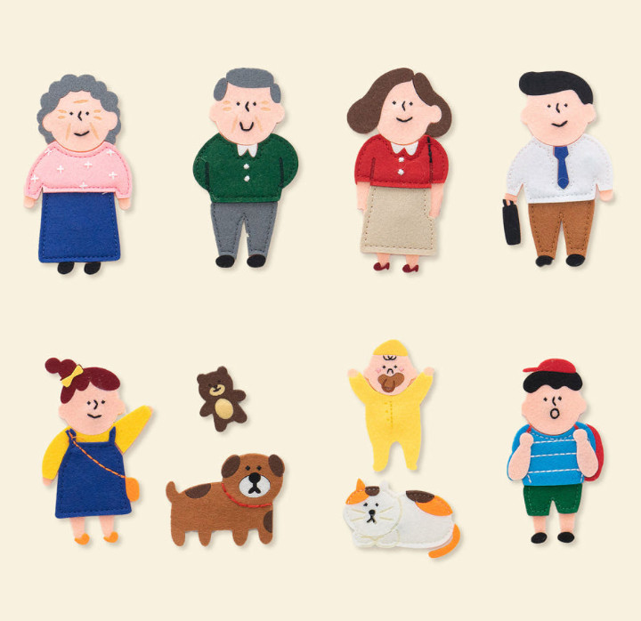 Montessori Felt Board Friends Set Family Animals Fruits Vegetables Toy 3-7