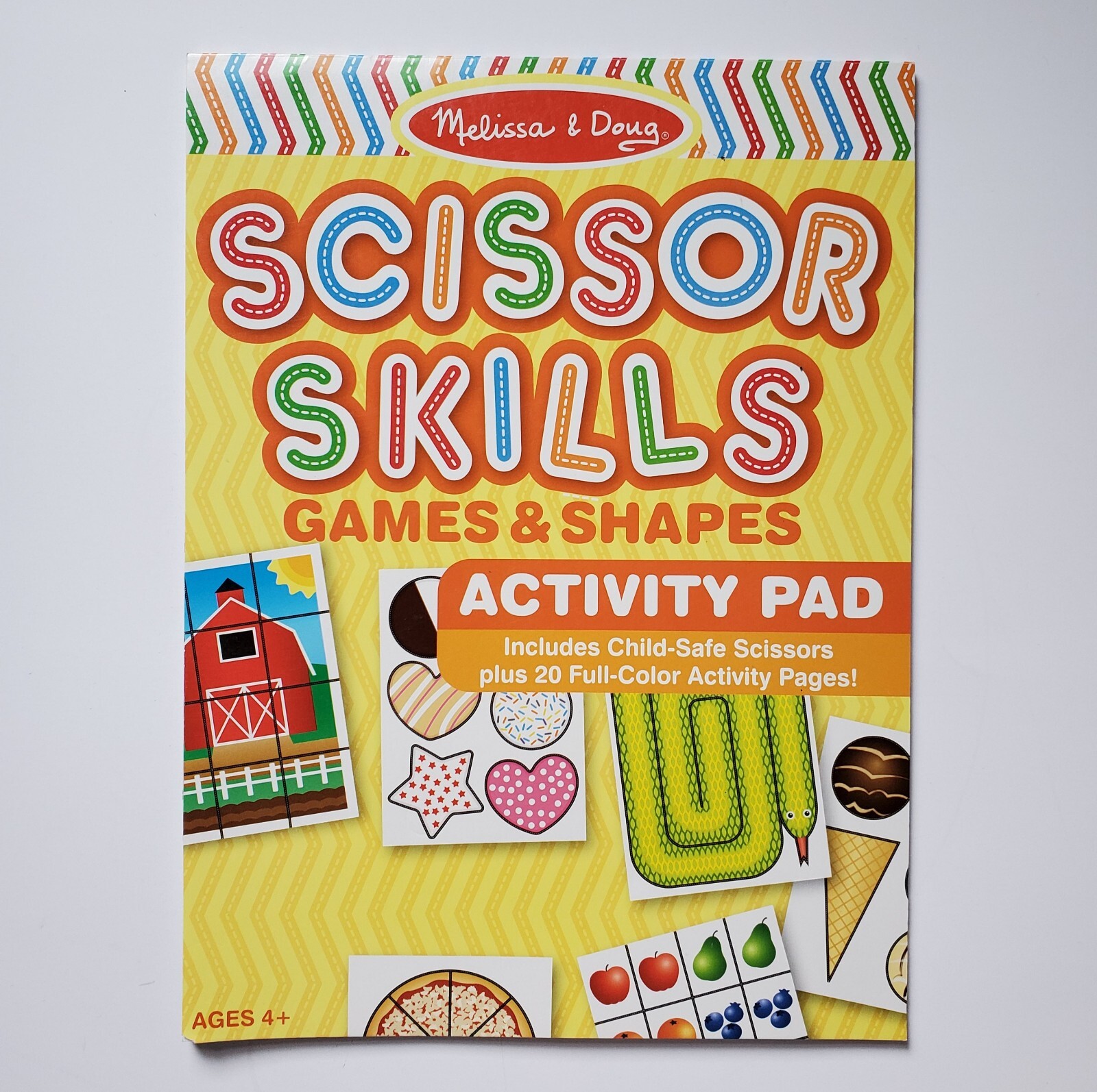Melissa & Doug Scissor Skills Games & Shapes Activity Pad & *Fiskars Scissors 4+