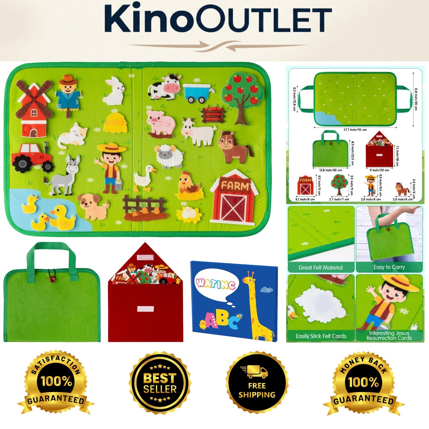 25PCS Farm Animals Travel Felt Board – Portable Educational Storytelling Kit