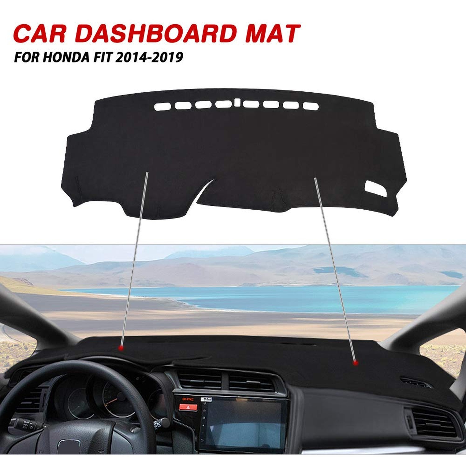 CARTIST Dashboard Cover Mat for 2015-2018 2019 2020 Honda Fit Accessories Das…