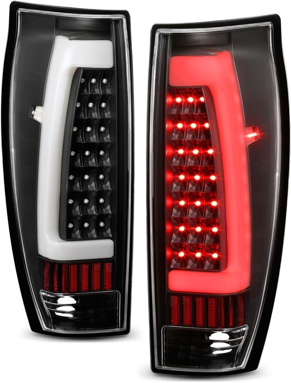 Fits 2002-2006 Chevy Avalanche 1500 2500 LED [Tube Bar] Black Tail Lights Brake