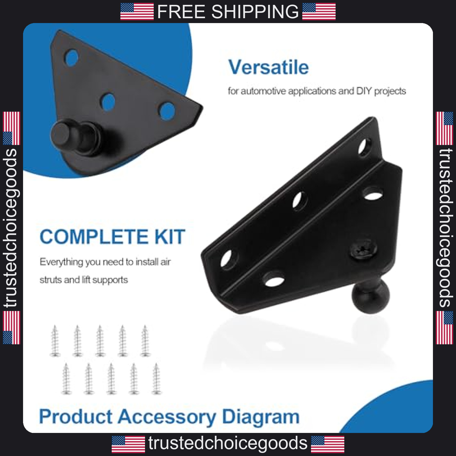 4pcs 10mm ball stud brackets for gas struts lift supports shocks spring prop