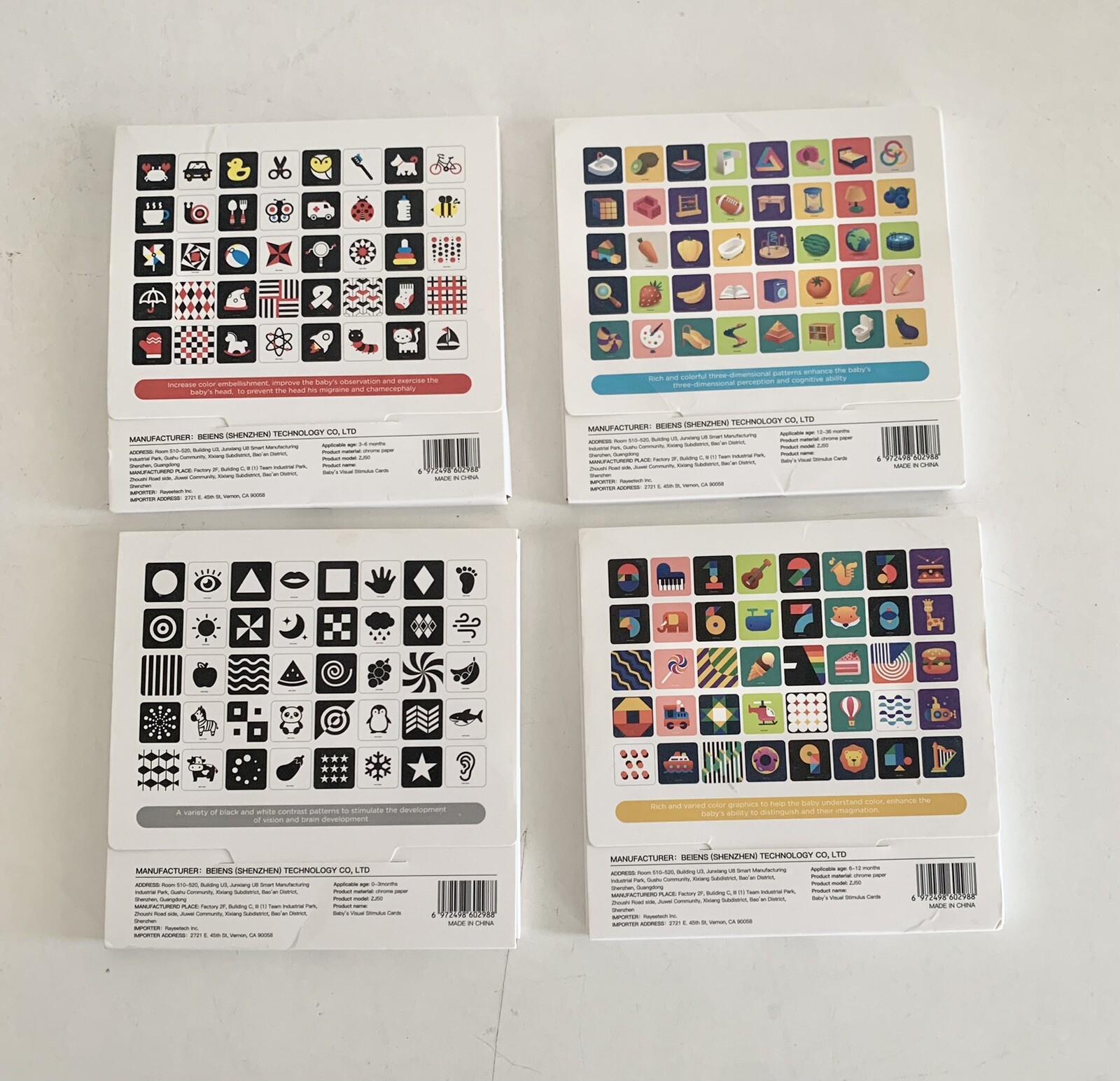 Beiens Visual Stimulus Cards 4 Packs Activity Card for Babies