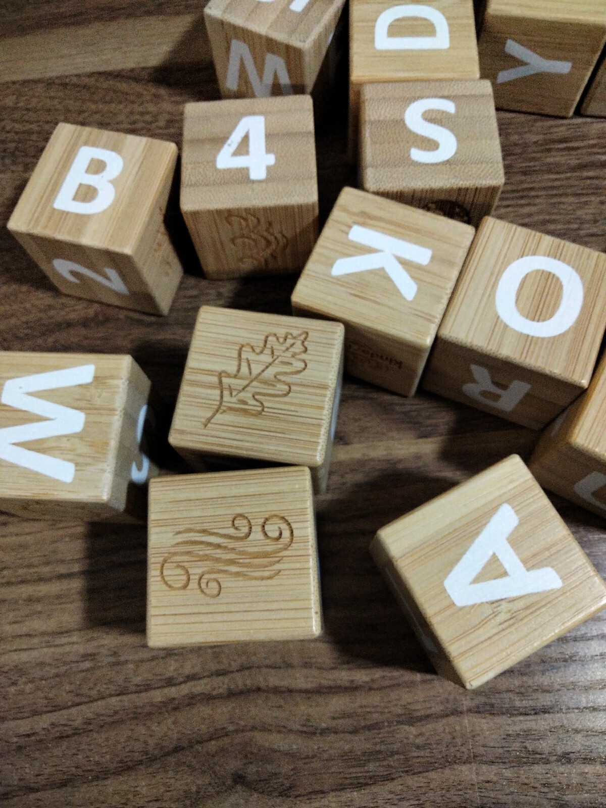 Kinderfeets Bamboo ABC 123 Blocks Symbols Of 4 Seasons & 4 Elements Of Earth