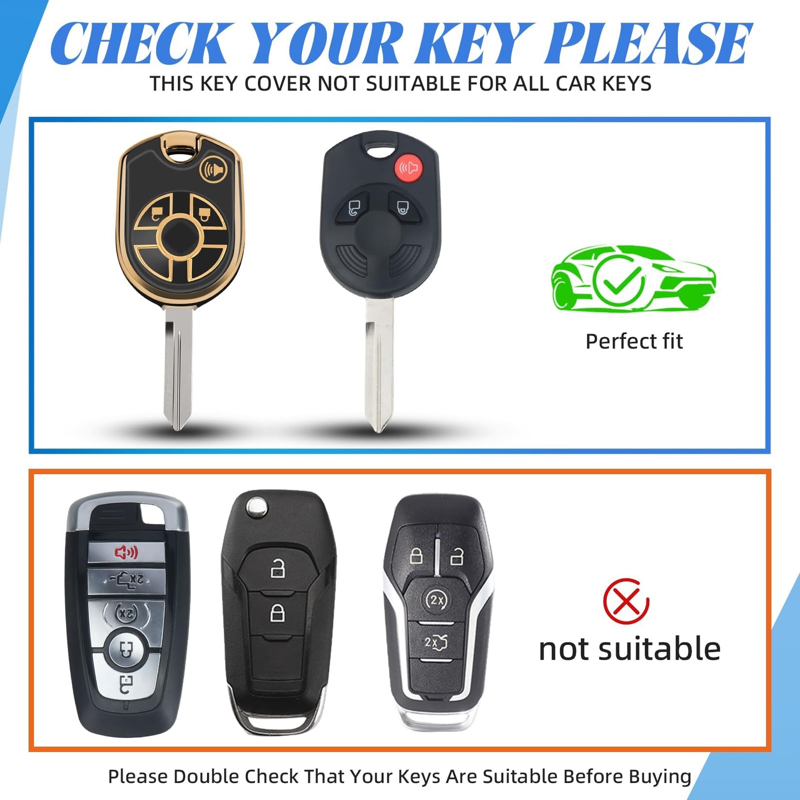 MILD EAST for Ford Key Fob Cover with Key Chain, Soft TPU Car Key Protector C…