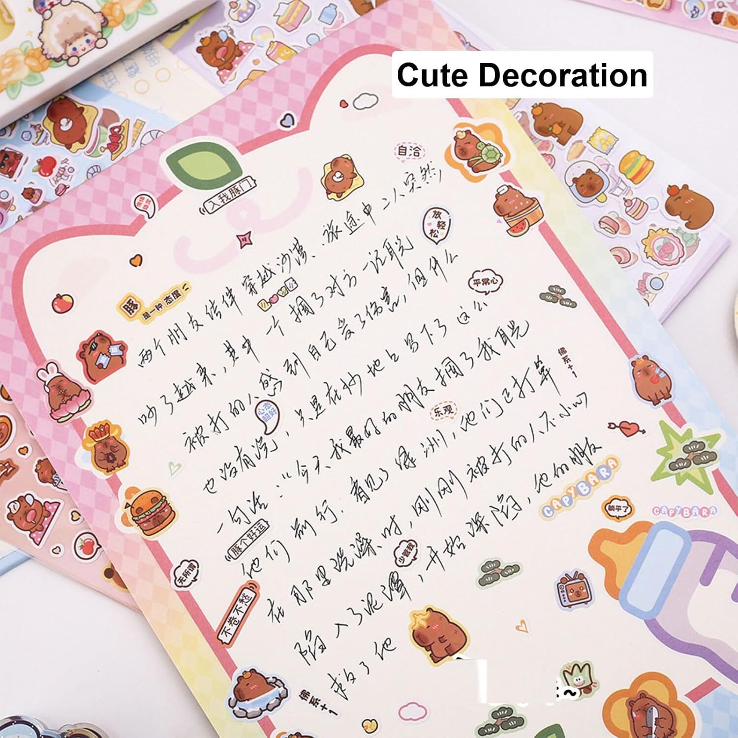 8 Sheets Cute Capybara Stickers for Kids Girls Kawaii Capybara Stickers