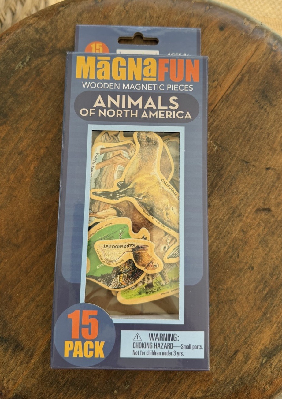 BRAND NEW-Bendon Magna Fun WOODEN Magnetic ANIMALS of North America 15 pack